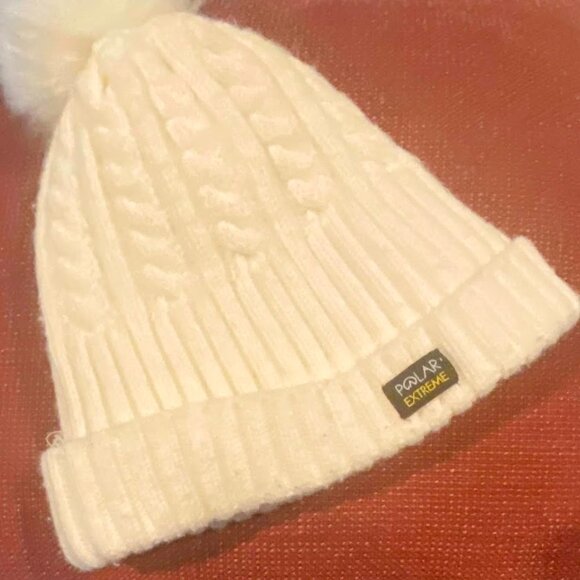 Polar Extreme Women's Beanie Cuff Cap with Sherpa Lining - Ivory color - one SZ - Picture 1 of 4